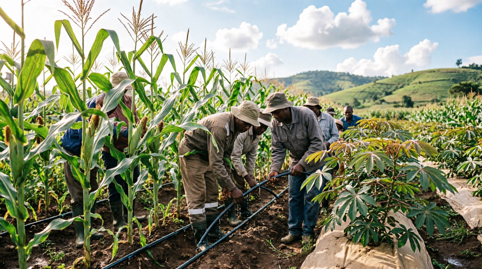 Sustainable Agriculture - Ugandan farmers using irrigation
